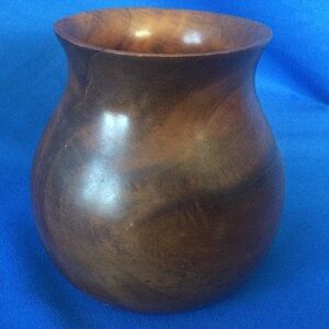 Caribcraft Wood Vase Solid Mahogany 4 and 1/2 inches Made in Haiti Vintage